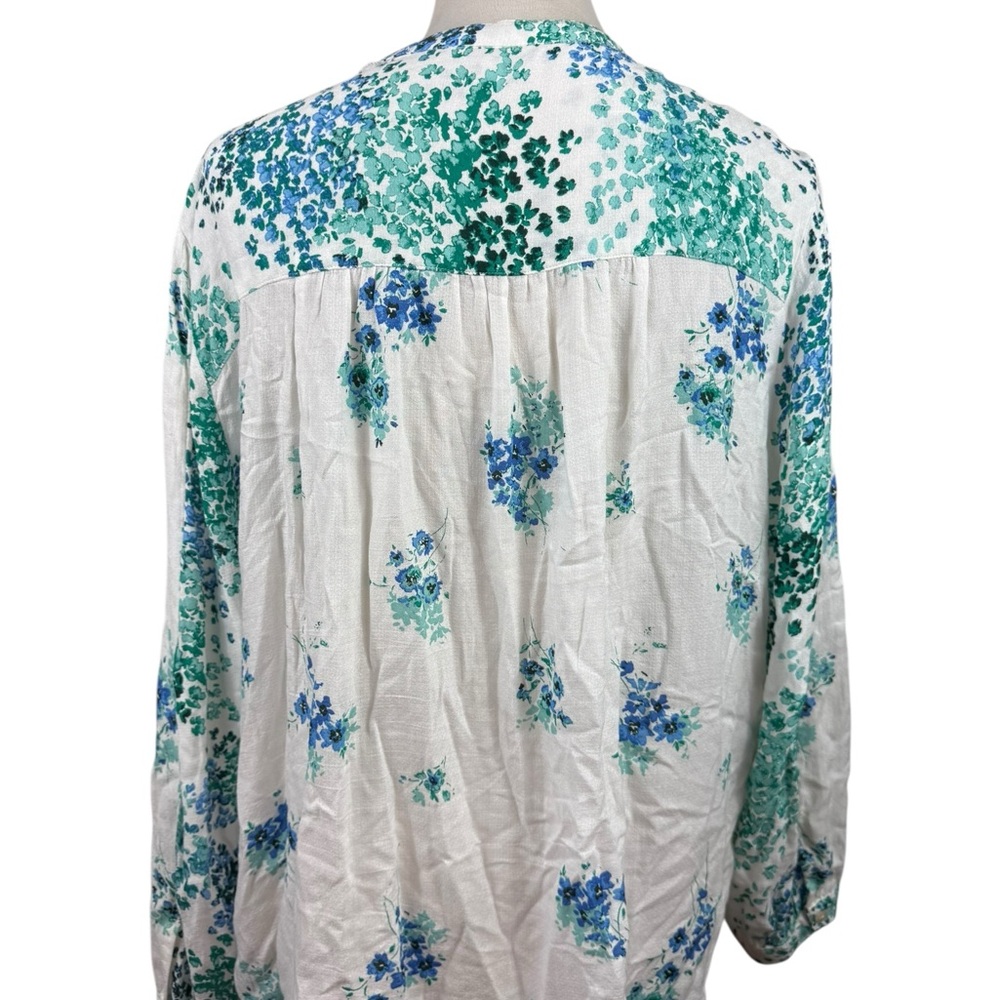 Lucky Brand blue and green print with white background top size XL - Picture 3 of 10